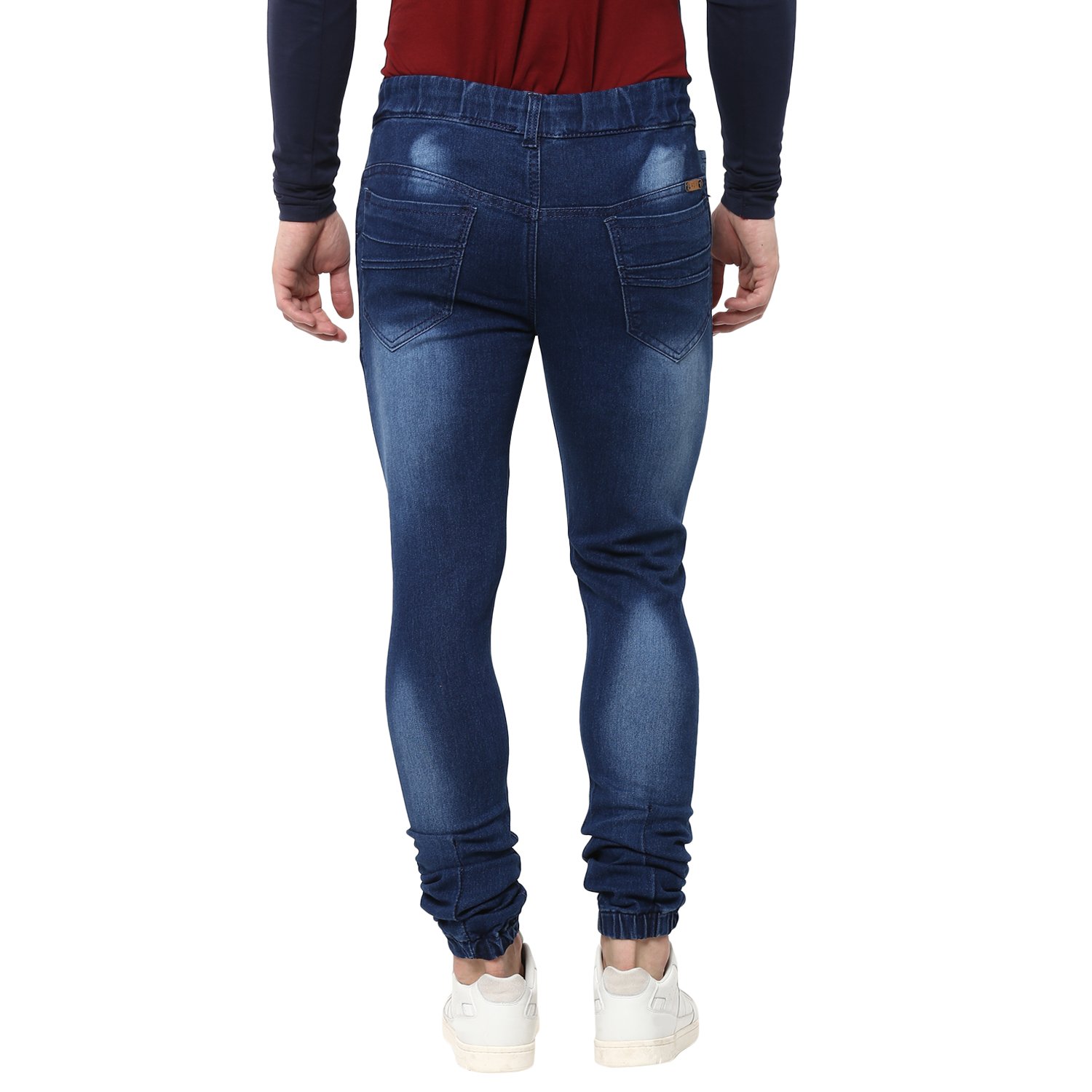 urbano fashion men's slim fit blue stretch jogger jeans