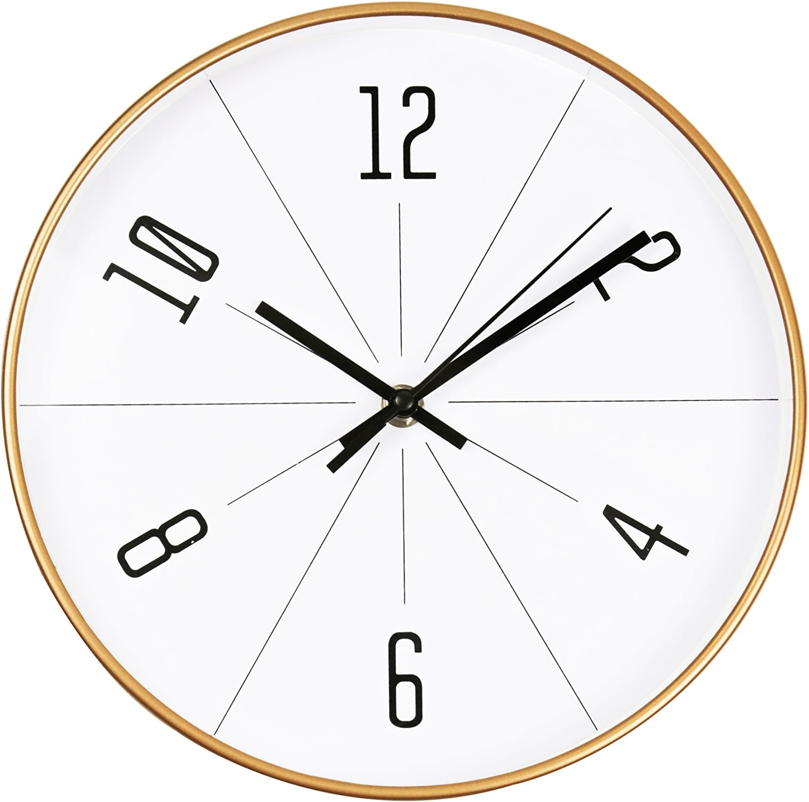 JOYII 10-Inch Battery Operated Silent & Non-Ticking Wall Clock,Decorative Indoor Kitchen Clock for Living Room Wall Clock (Gold)