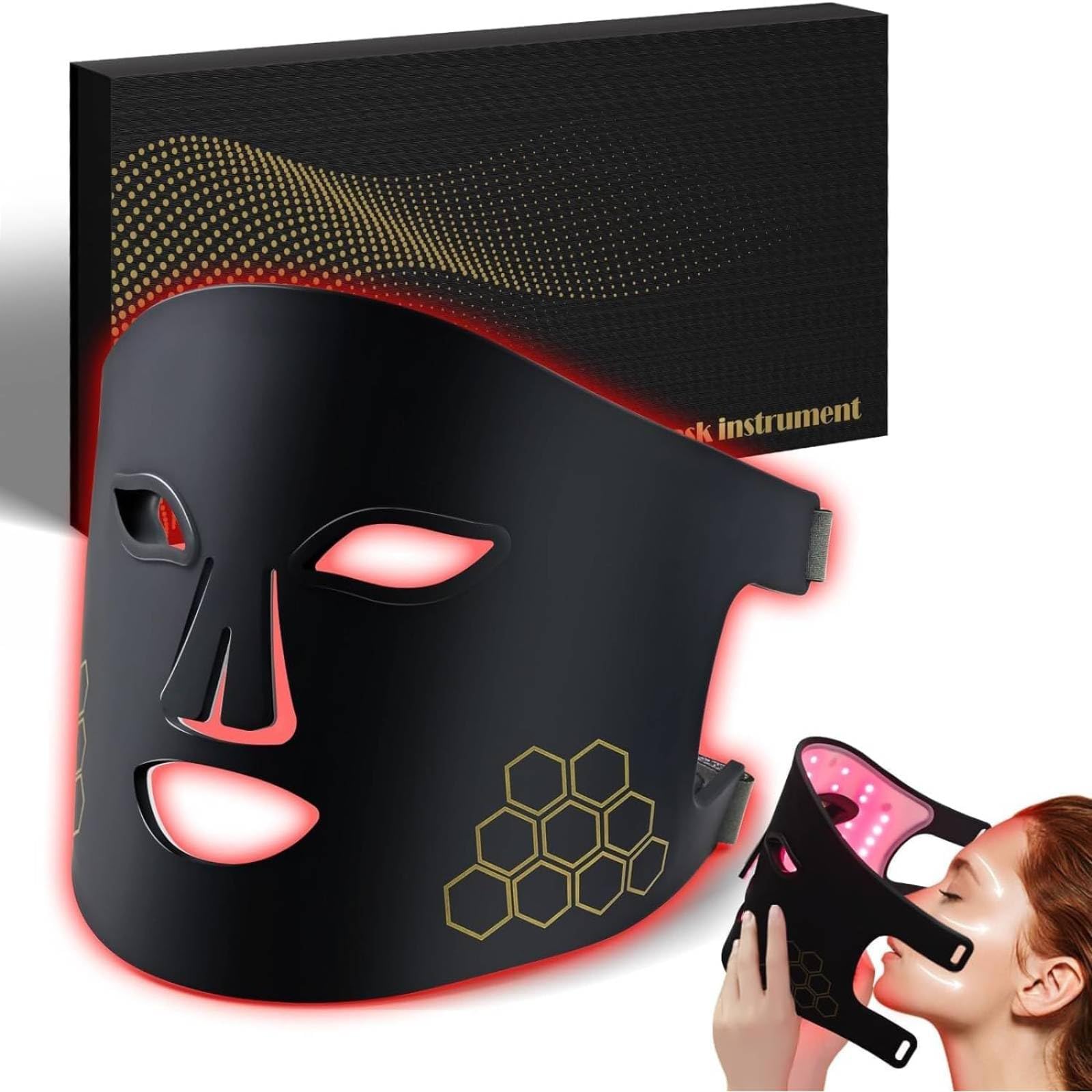 Photo 1 of YOEYOU Red Light Therapy for Face, Infrared LED Face Mask Light Therapy 4 Light Waves with 850nm Near Infrared, Portable Rechargeable Red Light Therapy Mask Skincare Device for Facial Rejuvenation