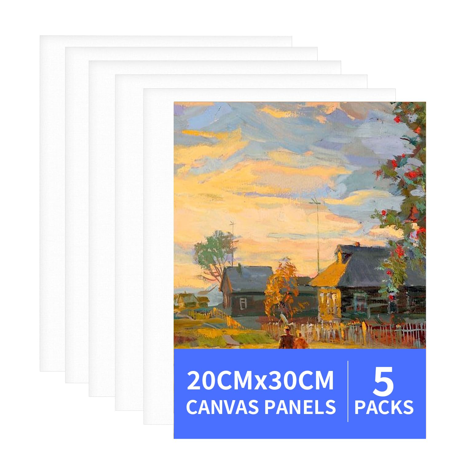 5 Pack 20x30cm (8" x 11.9") Premium Blank Canvas Panels for Painting Ideal for Acrylic, Oil, Watercolor – Perfect for Artists, Beginners and Hobbyists
