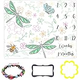 LYLYCTY Dragonfly Baby Monthly Milestone Blanket Baby Growth Age Chart Baby Shower Blanket 48x40 Inch Newborn Mom Gift Nursery Decoration BTLSLY968