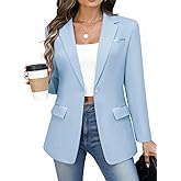Kelyaa Women's Casual Business Blazer Notched Lapel One Button Open Front Long Sleeve Blazers Office Work Suit Jackets