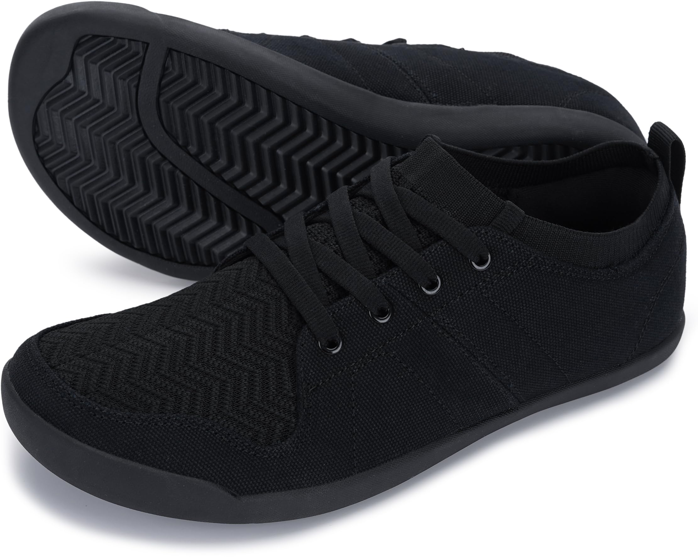 Photo 1 of WHITIN Men's Slip-on Barefoot Sneakers Zero Drop Sole Minimus Casual Size 8W Minimalist Minimus Fashion Training Tennis Shoes Comfortable Walking All Black 41