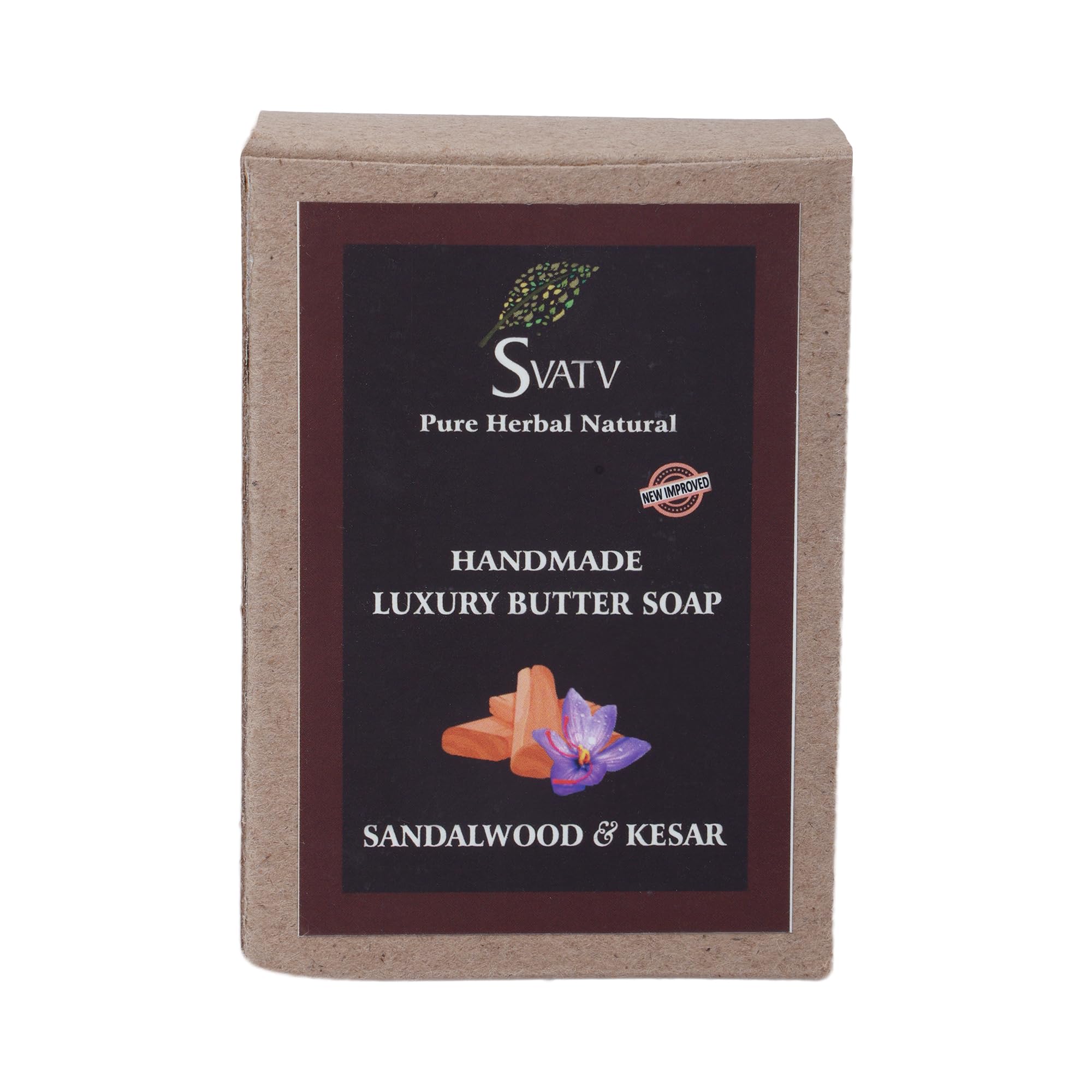 SVATV Soap Sandalwood & Kesar - Best Exfoliating Bar, Traditional Ayurvedic Herbal Soap For All Skin Type - 125 Grams