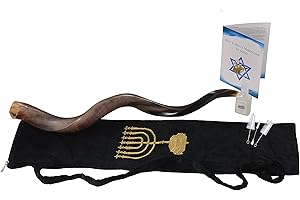 Yaliland Shofar Horn Musical Instrument - Authentic Kosher Kudu Ram Horns from Israel - Includes Bag, Book Guide, Anti-Odor S