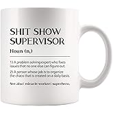 Panvola Shit Show Supervisor Definition Mug Coworker Gifts Sarcastic Boss Manager Leader Funny Novelty Drinkware Ceramic Mug (White, 11 oz)