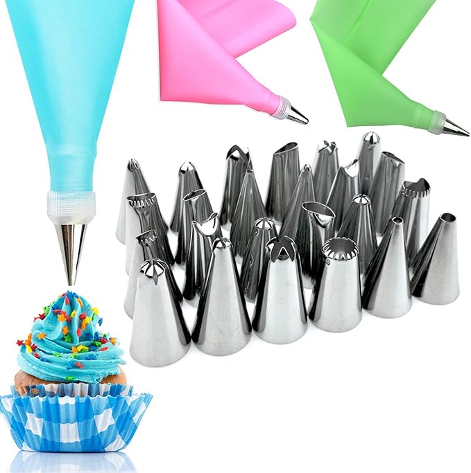 26Pcs Baking Tool Set, Stainless Steel Cream Icing Piping