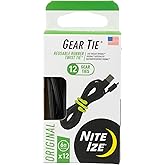 Nite Ize Original Gear Tie - 6-Inch Reusable Rubber Twist Tie - Reusable Gear Ties - Electric Cord Organizers - Twist Ties for Cords - Reusable Zip Ties - Black, 6-Inch, 12 Pack