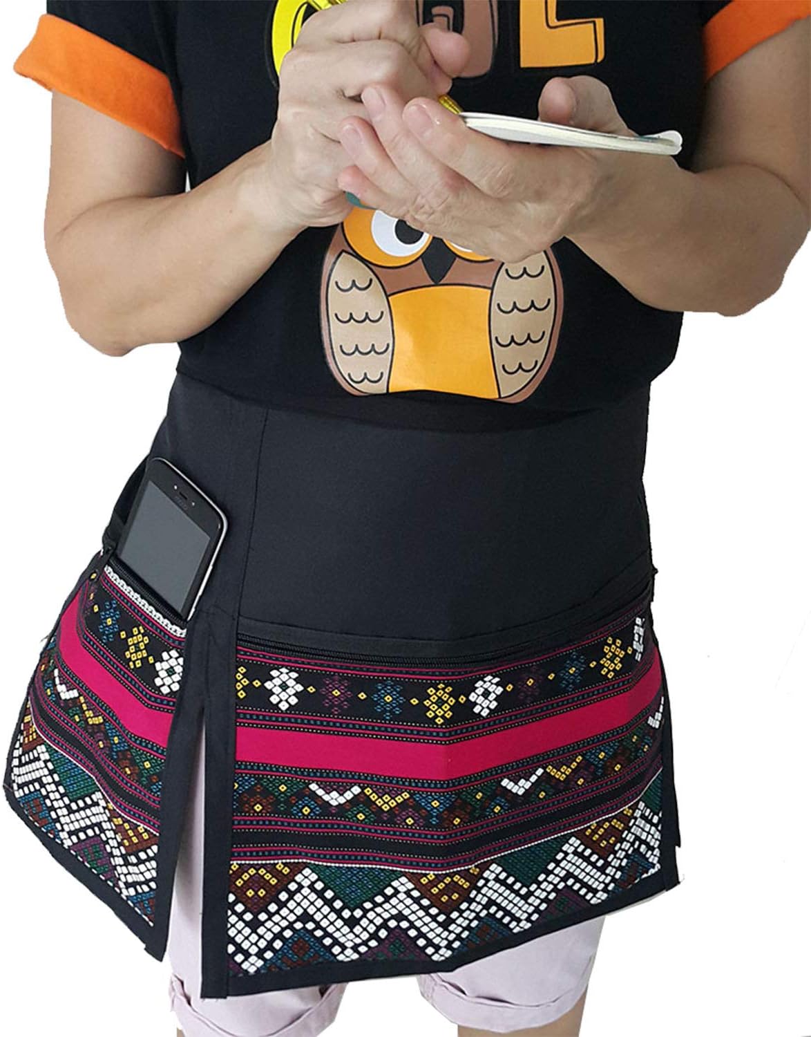 TG888Warehouse TG888 Chic Half Short Apron for Cafe, Bar Pub, Workwear, Restaurant, Waist Waitress, Hairdresser, Artist, Vendors, Multi, Large