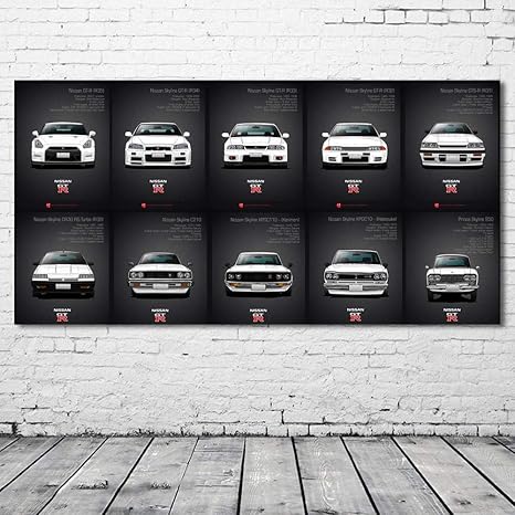 Amazon 現代の家の装飾的な絵画壁アート車両日産スカイラインgtr長年にわたってスポーツカーの写真キャンバスアートポスターとプリント 16x32インチフレームなし ウォールステッカー オンライン通販