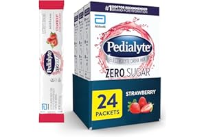 Pedialyte Electrolyte Drink Mix with Zero Sugar | Hydration with Key Electrolytes | Great Hydration Low in Calories | Strawberry, 24 Powder Packets