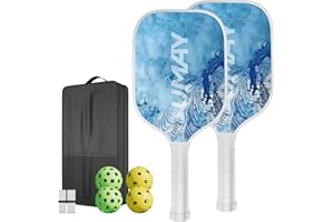 UMAY Fitness Pickleball Paddles Set of 2, USAPA Approved Fiberglass Surface Pickleball Rackets with 4 Indoor & Outdoor Pickleball Balls, Pickleball Bag and 2 Grip Tapes for Beginners Pros Men Women