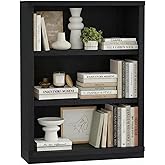 Rresyet 3 -Tier Bookcase and Book Shelf, 31” Wide Bookshelves, Wooden Bookcase Display Storage for Home Office, Living Room and Study Room (Black)