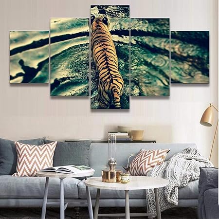mmwin Mejor clasificado 5 Piezas Animal Tiger in The Water Poster ...