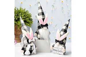 INNODEPT12 Bunny Gnome Collection Gift Decor - Farmhouse Easter Spring Decor, Tiered Tray Gnomes, Easter Gnome Tray Decorations, Easter Gift Home Decor, Set of 3