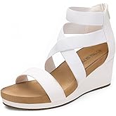 DREAM PAIRS Womens Elastic Ankle Strap Open Toe Platform Wedge Sandals Comfortable Summer Shoes