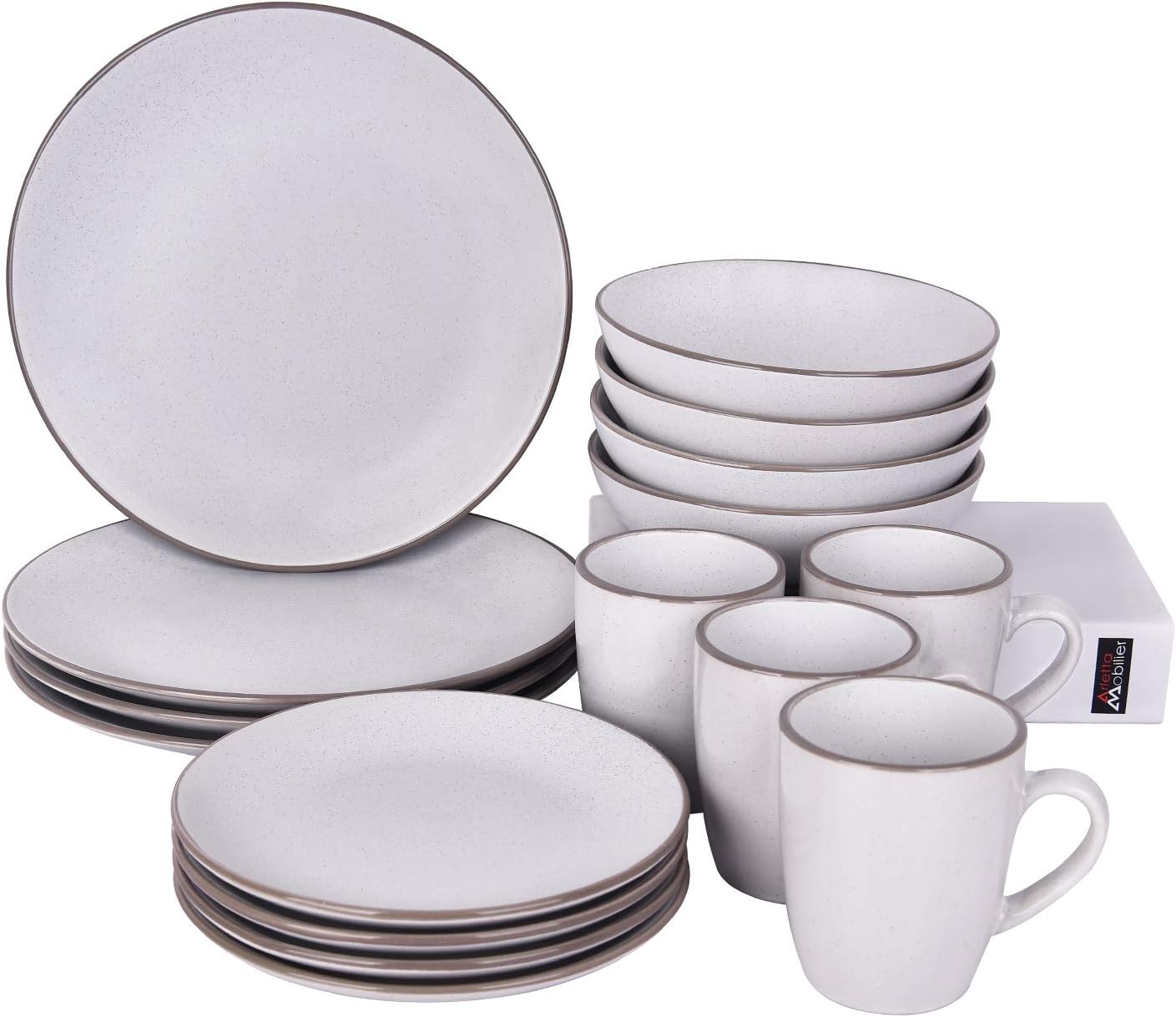 16 Piece Dishes Dinnerware Sets Clearance White Gray