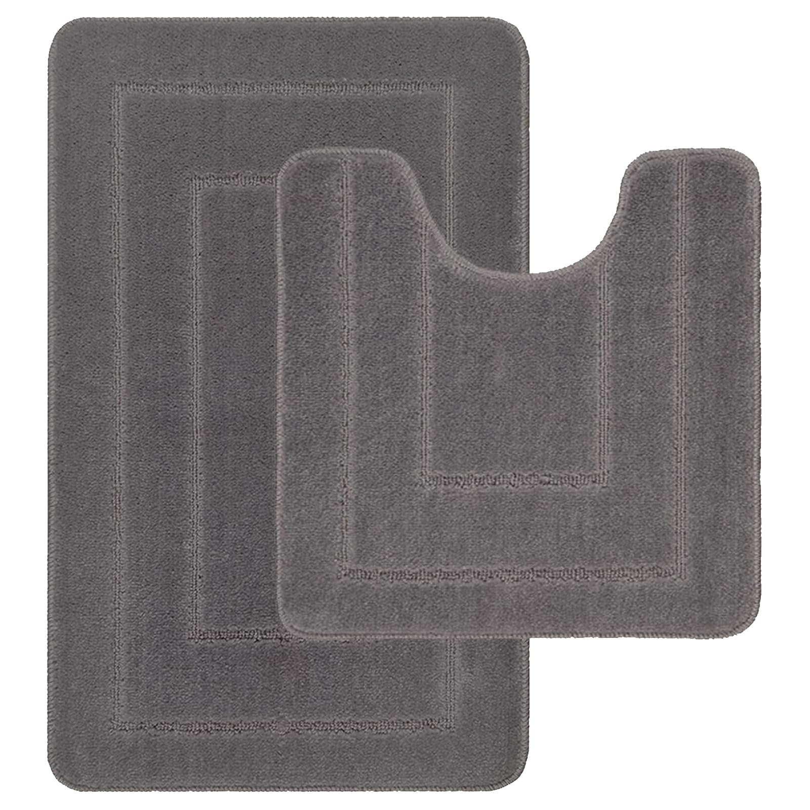 Lifestyle comfort ltd LSC Non Slip Bath Mat 2 Piece Ichra Extra Soft Water Absorbent Bathroom Mats 100% Polypropylene Pedestal Bath Rug Shower Bath Mat Bathroom Rug for Toilet (CHARCOAL)