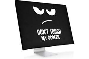 kwmobile Computer Monitor Cover Compatible with 27-28" Monitor - Don't Touch My Screen White/Black