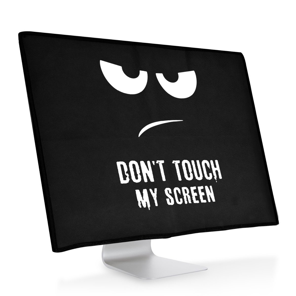 kwmobile Computer Monitor Cover Compatible with 27-28" monitor - Don't Touch My Screen White/Black