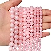 About 35pcs 10mm Natural Stone Beads Rose Quartz Beads Crystal Gemstone for Jewelry Making, DIY Bracelet Necklace