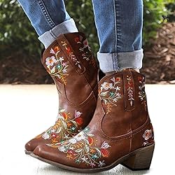 Hbeylia Cowboy Boots For Women Vintage Embroidery