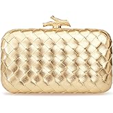 Huralona Women Clutch Purse Woven Evening Clutch Handbag Metallic PU Shoulder Crossbody Bag Classic Clutch Bag