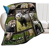 Cute Ferret Blanket for Women Girls Boys Men Funny Animal Ferrets Throw Blanket Plush Cozy Flannel Fleece Ultra Soft Fuzzy Blankets Gifts 50"X40"