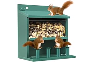 TreeGun Squirrel Feeder for Hanging Outside Tree，Mini Chipmunk Outdoors Squirrel Picnic Bench Feeders Table，Funny Metal House Boxes，Stronger Than Wooden Structure