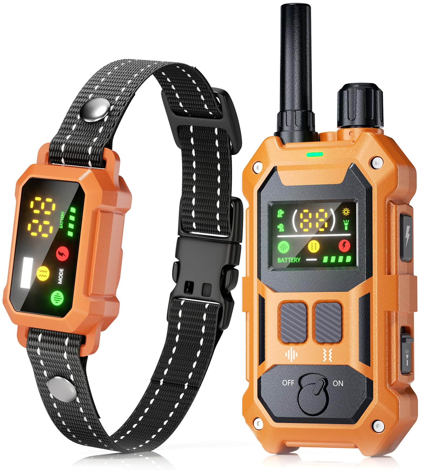 Photo 1 of BLACKDOG Dog Training Collar, 4200ft Armor-Proof Dog Shock Collar with Remote, IP67 Waterproof Dog E Collar with 4 Training Modes & Night Vision Dual-Light for All Breeds 5-150lbs (Orange)