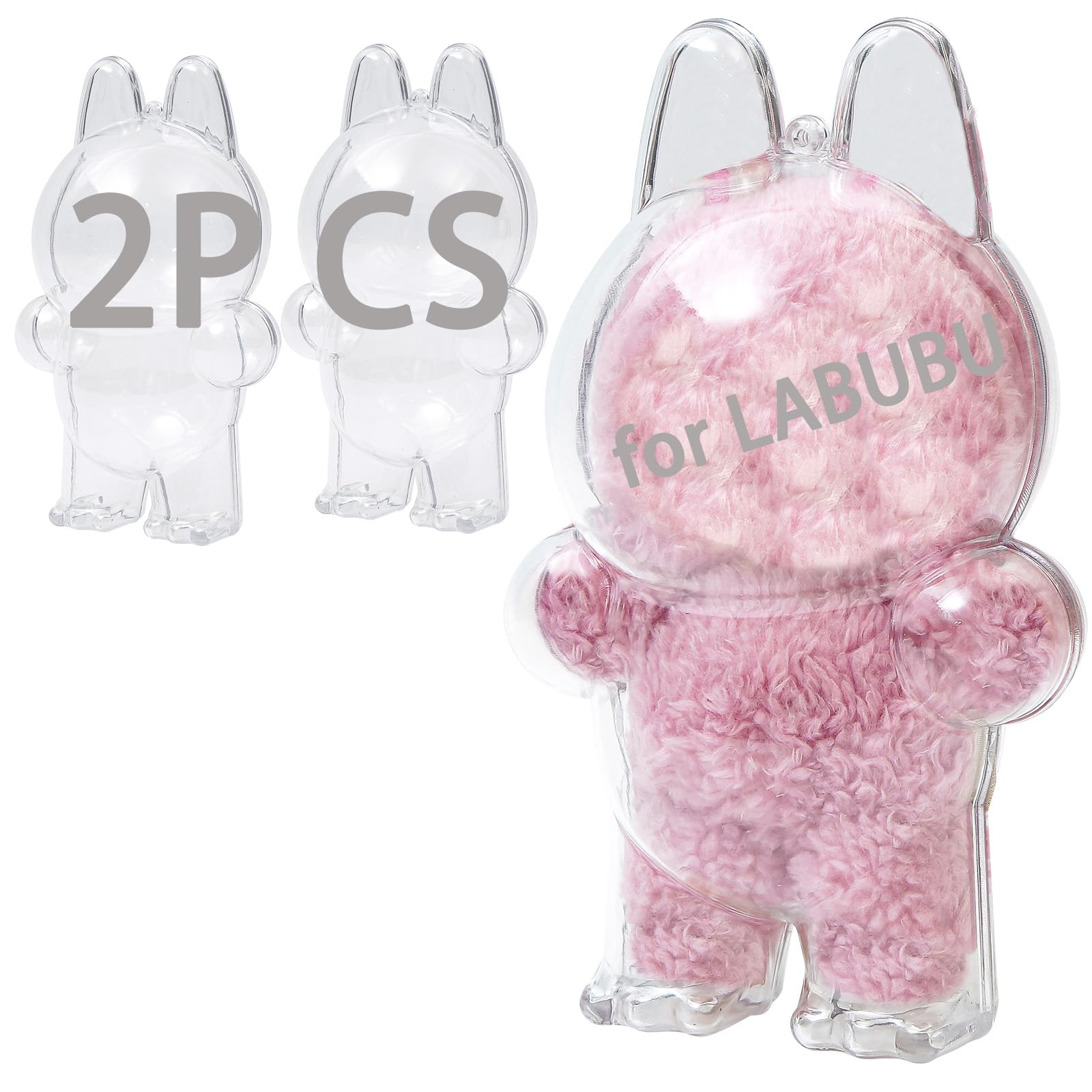 Photo 1 of Moruiero 2PCS Protective Case for LABUBU, Clear Figure Display Bag with Keychain for Doll(Doll Excluded, 2PCS Style Standing)