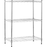 Amazon Basics 3-Shelf Adjustable, Heavy Duty Storage Shelving Unit (250 lbs loading capacity per shelf), Steel Organizer Wire