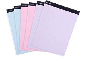 Mintra Office Legal Pads - ((BASIC PASTEL 6pk, 8.5in x 11in, NARROW RULED))