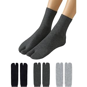 Yawlsow 3/6 Pairs Tabi Socks Unisex Flip Flop Socks Split Toe Crew Sock | Cotton, Japanese Style Sock for Women Men, US 5-9