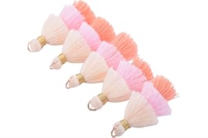 KONMAY 10pcs 1.4''(3.5cm) Tiny Tri-Layered Tassels with Gold Jump Ring for Jewelry Making, Clothing