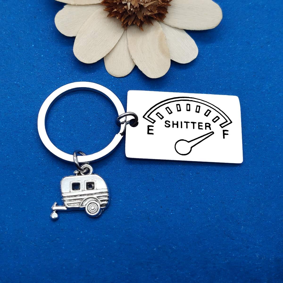 Dabihu Shitter's Full Keychain Camping Keyring Gift Happy Camper RV Keyring Trailer Christmas Vacation Keyring Gift Outdoor Adventure Traveller Gifts for Women Men Motorhome Owner Gift Keychain - Image 5