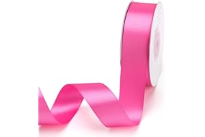 IHKFILAN Double Face Satin Ribbon 1Inchx25Yards Double Sided Solid Polyester Ribbon for Gift Wrapping Party Hair Braids Bow Baby Shower Decoration Floral Arrangement Craft Supplies,Hot Pink