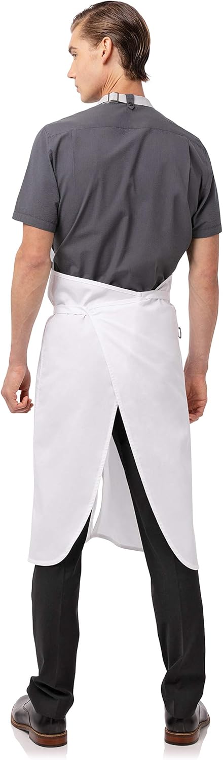 Chef Works Men's Brio Chef's Bib Apron, White, 40" L x 43" W: Clothing