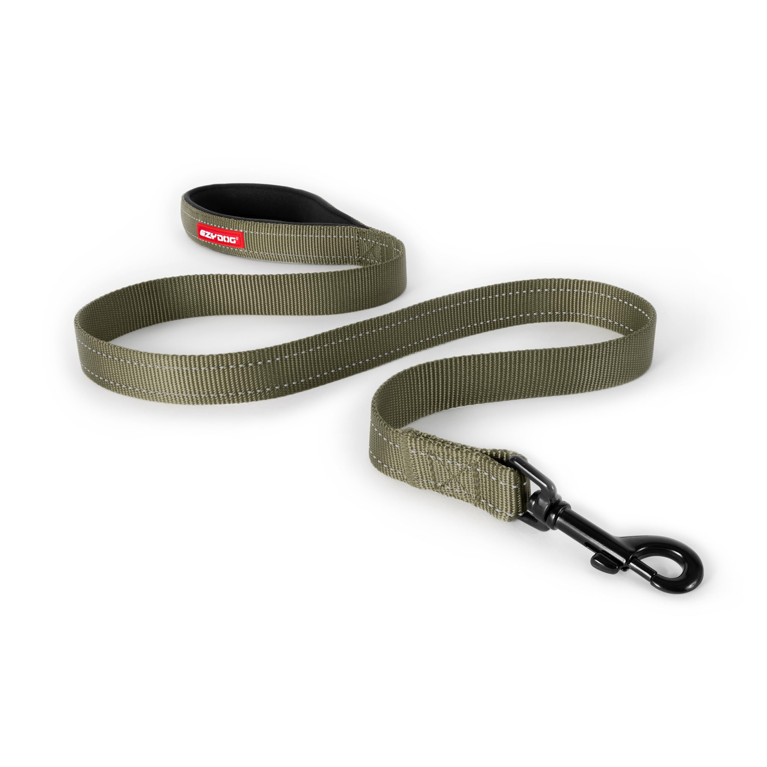 EzyDog Essential Soft Webbing Lead with Neoprene Handle, Reflective, Tough Nylon, Carbon Snap Clip (120cm, Khaki) — image 1