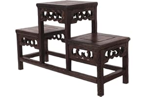 Abaodam Wooden Display Shelf 3-Tier Wenge Wood Plant Stand Organizer for Collectibles Indoor Outdoor