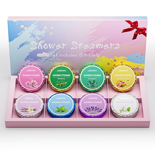 Shower Steamers Aromatherapy for Women and Men,8 Pack Pure Essential Oil Shower Bombs for Home Spa,Lingering Intense Aroma, Soothing Stress Relief,Body&Soul Relaxing Bath Bombs