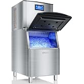 Commercial Ice Maker Machine 680LBS/24H 1200W Industrial Ice Machine Maker | 560LBS Stainless Steel Storage Bin, Air Cooled Modular Ice Cube Machine Commercial Ice Maker(Silver)