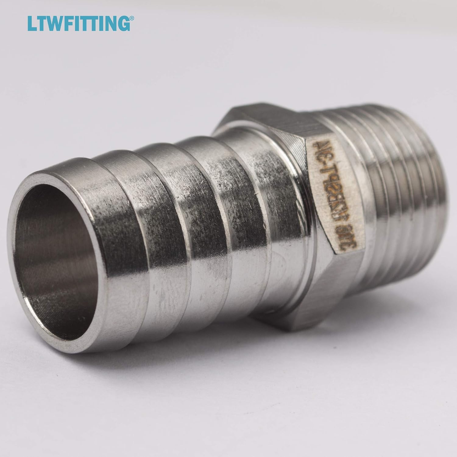 LTWFITTING Stainless Steel 316 Barbed Fitting Connector 1/2" Male BSPT x 3/4"(19mm) Hose Barb Fuel Gas Water (Pack of 5) - Image 4