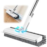HelpX 3 in 1 Floor Scrub Brush with Long Handle, Multi-Angle Swivel Head | Stiff Dual-side Bristle, Floor Scrubber with Squee