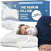 Lunderg Parkin CPAP Pillow for Side & Back Sleepers - The Only Down Alternative with Adjustable Filling & 100% Cotton Case - Reduce Air Leaks & Mask Pressure for Better Sleep - Works with All Masks