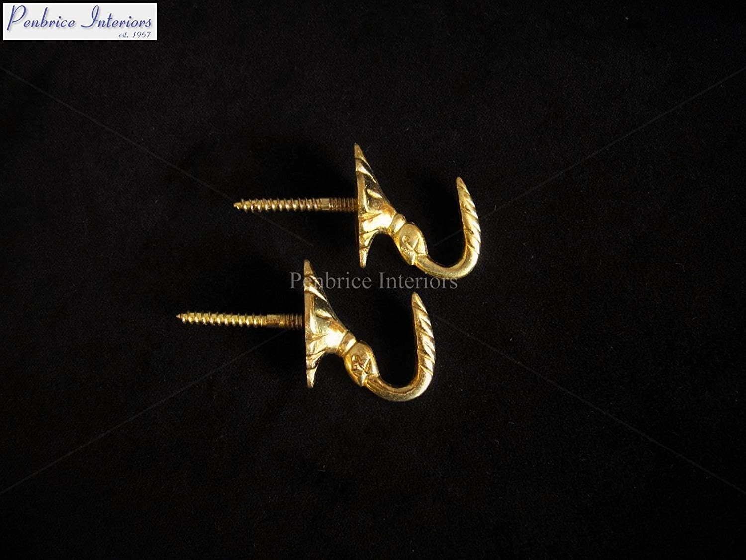 Penbrice Interiors 2 Solid Brass Tassel Hooks Builders Wall Egypt Cup DIY Hook 3cm Projection New
