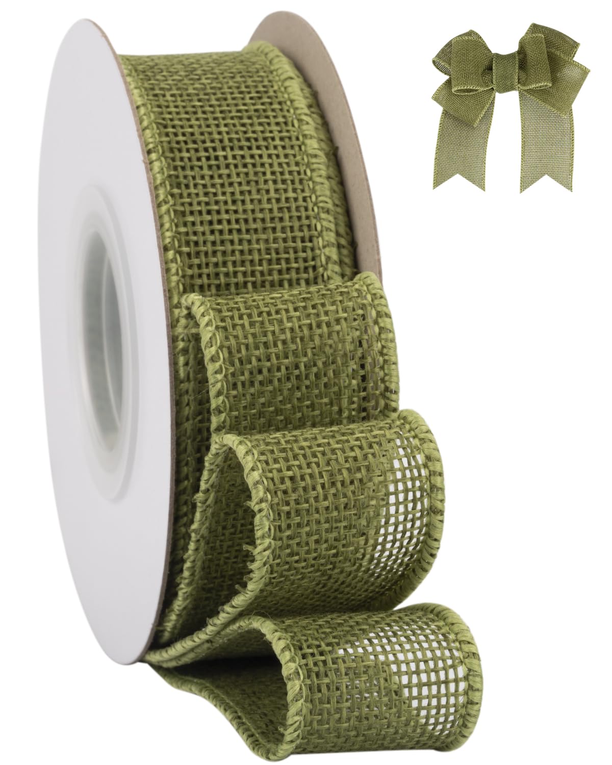 Tekdeere Burlap Ribbon 25mm x 9 Meters, Moss Wired Ribbon for Crafts, Gift Wrapping, Wreaths, Bows, Tree Decoration and Outdoor Decoration