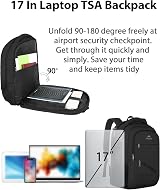 MATEIN 17 Inch Travel Backpack Water Resistant Anti Theft Laptop Daypack Black view 2