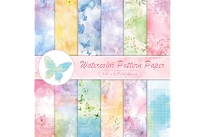 Konsait 60 Sheets Watercolor Scrapbook Paper, Double Sided Patterned Cardstock Spring Decorative Papers Origami Papers Waterc