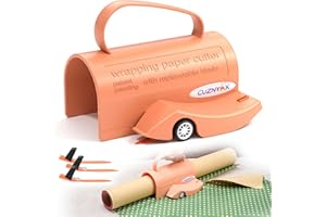 CUZNYAX Christmas Wrapping Paper Cutter | Gift Wrap Tool for Straight Cuts | 3 Replaceable Blades for Wrapping Paper and Crafting Projects | Perfect for Holiday Gifts & DIY Crafts (Orange)
